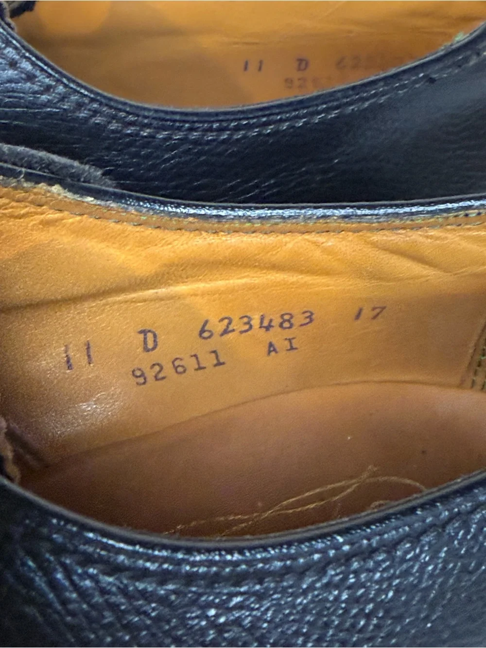 Vintage Florsheim Imperial 92611 Men’s 11D Black Pebble Leather Shoes